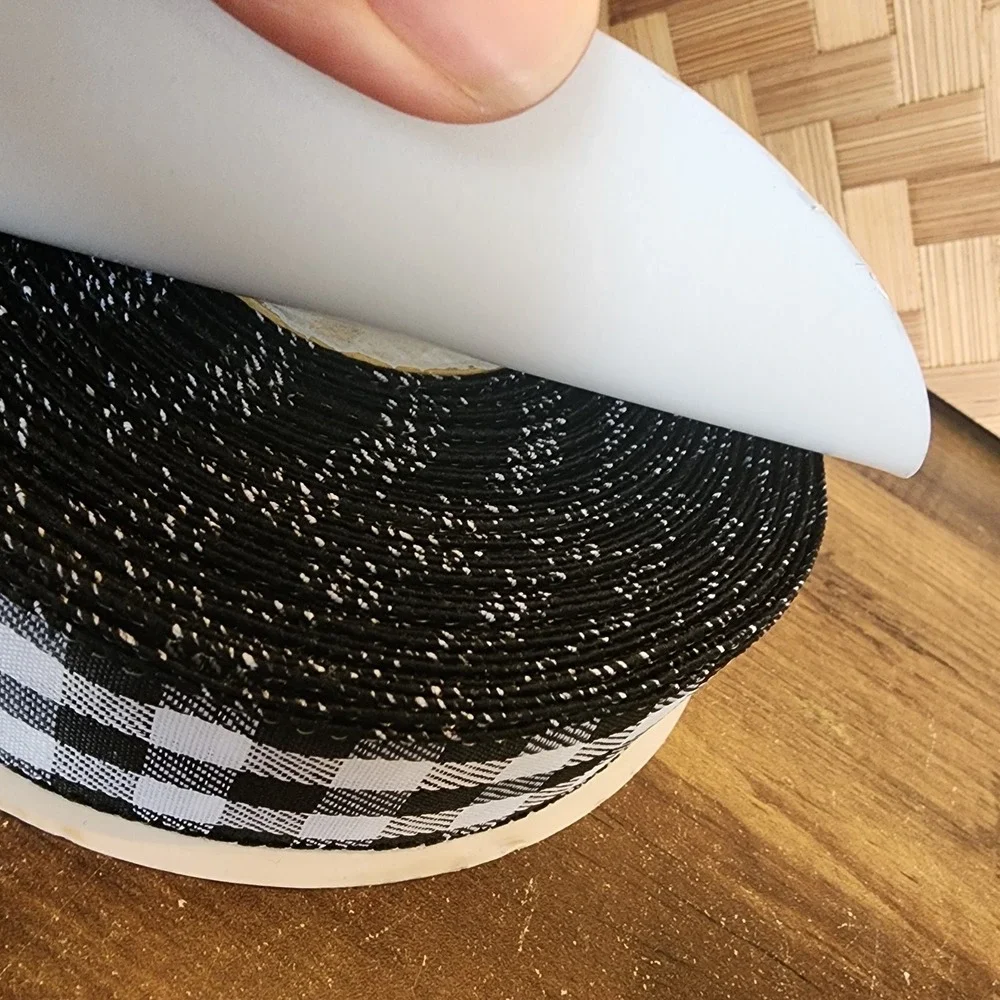Lot of Buffalo Plaid Spools of Ribbon Black and‎ White Flannel Wired Home Decor